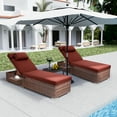 thumbnail image 3 of Wiilayok Outdoor Chaise Lounge Set of 2,Rattan Wicker Chaise Lounge with Adjustable Backrest, Outdoor Reclining Chairs for Garden Pool Backyard Deck,Red, 3 of 8