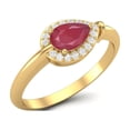 thumbnail image 2 of 6X4mm Pear Ruby Glass Filled 925 Sterling Silver Gold Vermeil Halo Mother's Day Gift Ring Minimalist Solitaire Mother's Day Gift Ring, 2 of 3