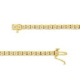 thumbnail image 3 of Original Classics 10K Yellow Gold Plated .925 Sterling Silver 1.0 Cttw Womens Miracle-Set Diamond Round cut Box Clasp Illusion Faceted Bezel Tennis Bracelet (I-J Color, I3 Clarity) - 9", 3 of 9