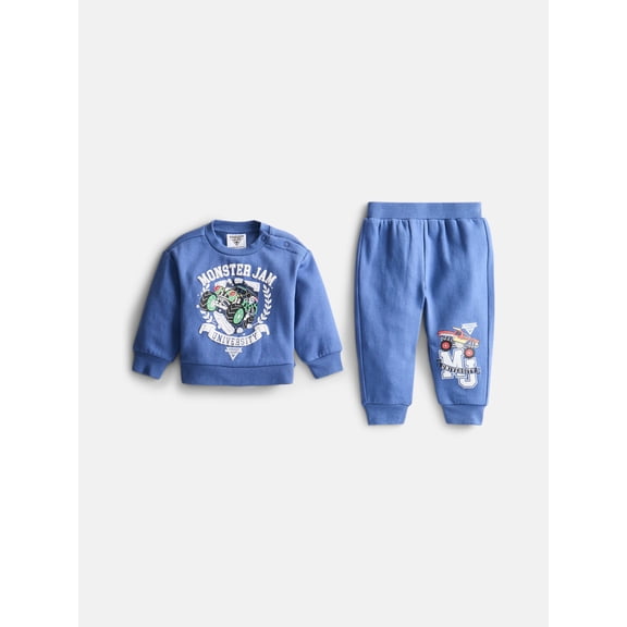 Monster Jam Baby Boys' Graphic Sweatshirt and Jogger Pants Set, 2-Piece, Sizes 0/3M-24M