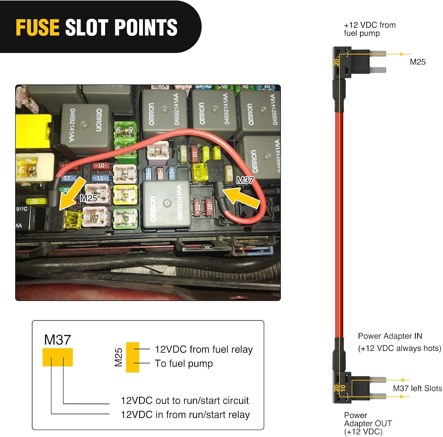Nilight Fuse Adapter Fuses Holder TIPM Bypass 14AWG Wire 20 AMP Repair Fuel Pump Relay Cable Compatible with Dodge Ram 1500 2500 3500 Chrysler Jeep VW 2007-2016 Replace CBWPR091AA