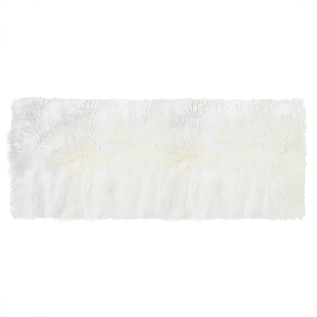 PiccoCasa Soft Faux Sheepskin Fur Floor Mat for Bedroom 2x5 feet, White