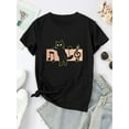 thumbnail image 2 of Camiseta Para Mujer Verano Suave Camiseta Con Cuello Redondo Para Mujer Para Caminar Por La CalleWomen's Fashionable Cat & Music Notes Graphic T-Shirt - Casual Round Neck, Short Sleeve, Comfortable, 2 of 7