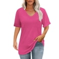 thumbnail image 1 of Posijego Women's V Neck Pocket T-Shirts Basic Short Sleeve Tees Solid Color Loose Summer Shirt Tops, 1 of 5