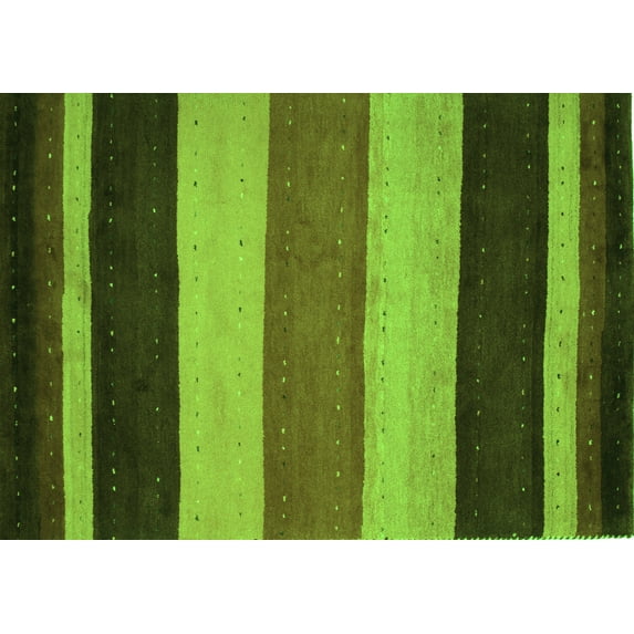 Ahgly Company Indoor Rectangle Abstract Green Contemporary Area Rugs, 7' x 9'