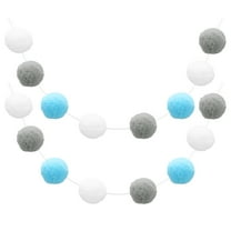 Uxcell 2pcs Pom Pom Garland 6.6 Ft 30 Balls for Craft Decoration(White, Grey, Blue)