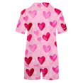 thumbnail image 4 of Tnhcen Women's Valentine's Day Heart Print Pajamas Set 2 Pieces Short Sleeve Button Blouse Fashion Shorts Pjs Homewear Set S-2XL, 4 of 7