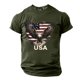 thumbnail image 4 of Tops para hombre, blusas y camisas de cuello redondo y manga corta para hombre. Top/camisa de cuello redondo y manga corta con estampado del Día de la Independencia para hombre. Tops para hombre., 4 of 5