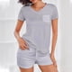 thumbnail image 2 of Conjunto de Ropa de Salón para Mujer, Ropa de Dormir con Cuello en V Impresión de Manga Corta Blusa Y Pantalones Cortos con Cintura Elástica Hecha de Poliéster, Blusas para Mujeres Casual, 2 of 6