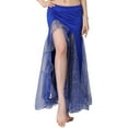 thumbnail image 3 of QATAINLAV Belly Dance Skirt for Women Mesh Side Split Long Skirts Sequin Mermaid Bodycon Wrap Hip Skirt Dark Blue, 3 of 8