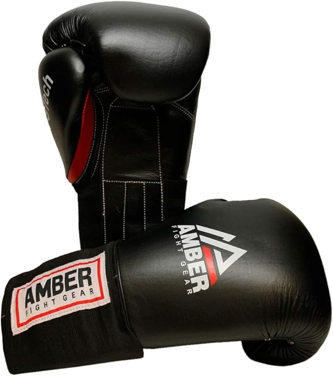 MFG Professional Hook and Loop Leather Training Boxing Gloves MMA Kickboxing Training Sparring Punching Bag Gloves Black 16oz