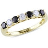 3/4 Carat T.W. Black and White Diamond 10kt Yellow Gold Semi-Eternity Anniversary Ring