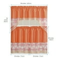 thumbnail image 2 of Flower Embroidered 3-Piece Kitchen Curtain Tiers & Swag Set, Orange color, 58x36 & 28x36 inches for daily life and holiday, 2 of 2