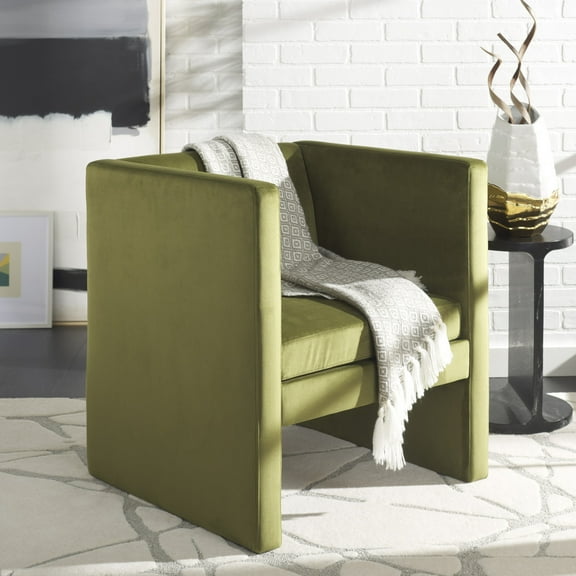 SAFAVIEH Gisle Modern Accent Chair, Olive Velvet