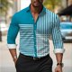 thumbnail image 1 of Camisas de manga larga de estilo empresarial de gran tamaño para hombre camisetas con botones y estampado de rayas ropa de calle ropa informal para hombre ropa con solapa, 1 of 6