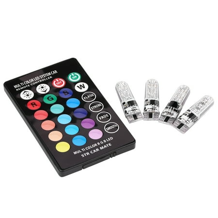 

T10 LED Bulbs-4pcs Colorido T10 SMD 5050 RGB Auto Car Lights LED Bulbs con control remoto y cuatro modos de iluminación diferentes