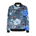 thumbnail image 5 of VINUSLI Bomber Jacket Women 2025 Long Sleeve Stand Collar Fall Jackets Lightweight Causal Floral Zip Up Coats Outwear Blue,S, 5 of 6