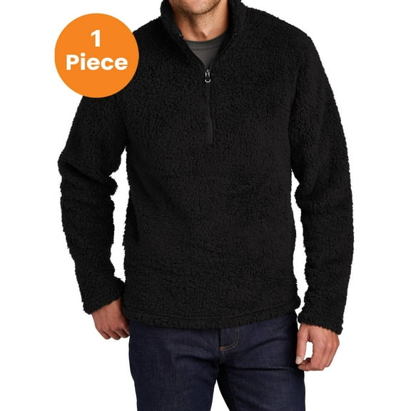 Port Authority F130 Cozy 1/4-Zip Fleece, Black, L, Men's Character Shop