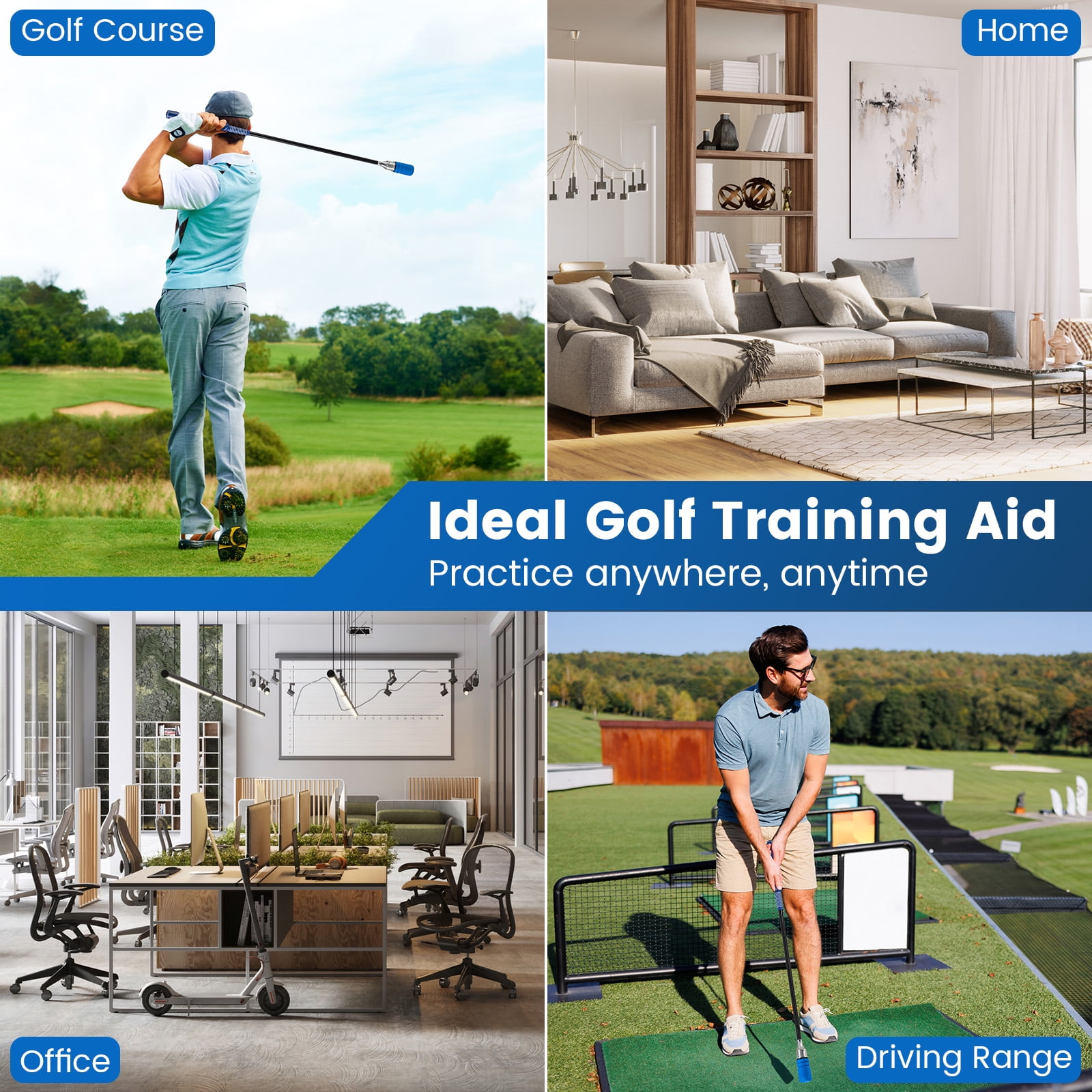 Gymax Golf Swing Trainer Click Stick Swing Training Aid for Speed