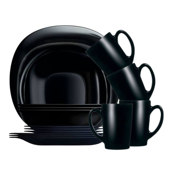 Vajilla Carine de Opal Negro con Tazas 16 Piezas