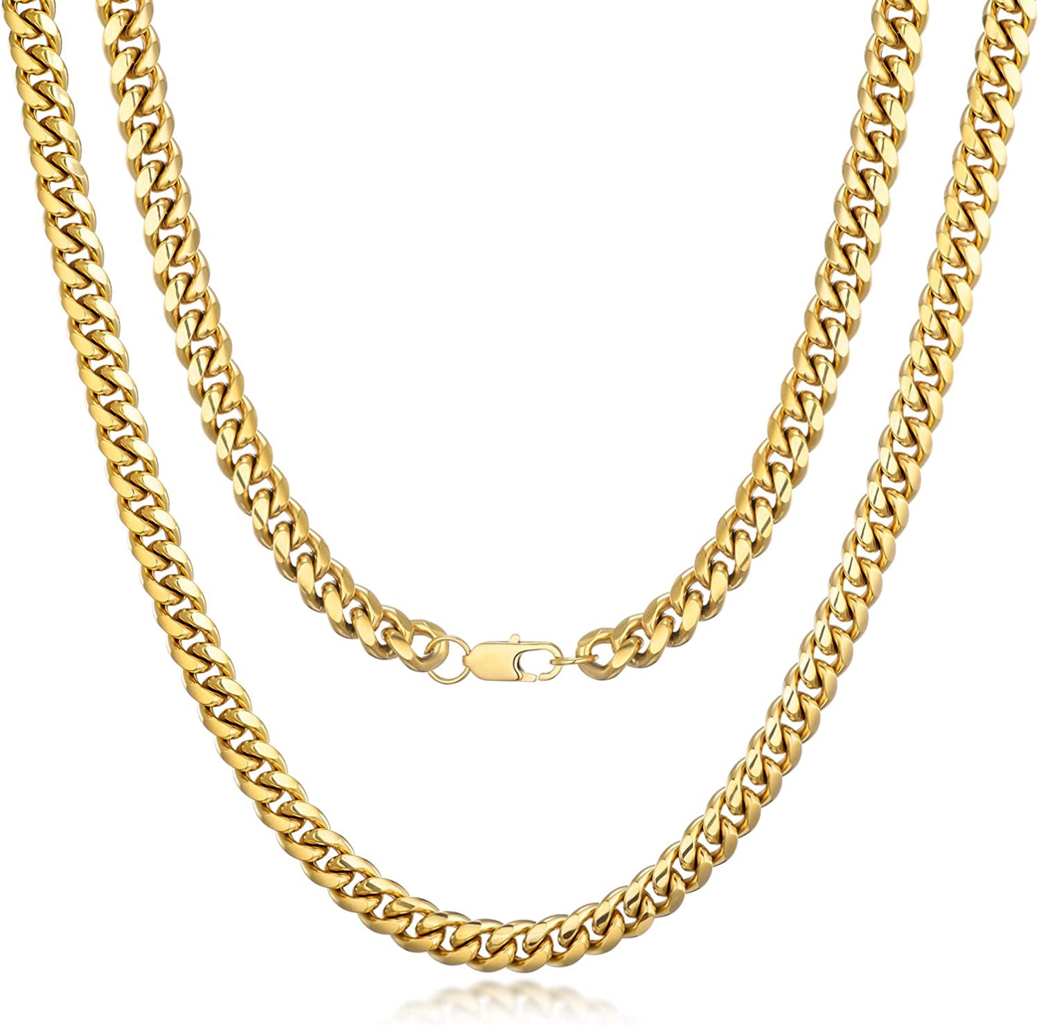 STYLE Mens Cuban Link Chain Miami Cuban Necklace 18k Gold Silver