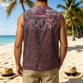thumbnail image 5 of GrmtClth Vintage Western Aztec Zigzag Print Mens Sleeveless Waistcoat, Lightweight V Neck Button Down Tank Top Travel Daily Wear Deep Red S, 5 of 5