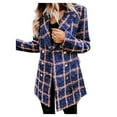 thumbnail image 7 of Abcnature Ladies Long Sleeve Suit Collar Double Breasted Woolen Jacket Purple L, 7 of 7