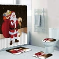 thumbnail image 1 of Juego de 4 piezas de decoraciones navideñas para baño, funda para asiento de inodoro, alfombra, cortina de ducha, juego de Papá Noel, alce, muñeco de nieve, decoración para baño, 1 of 8
