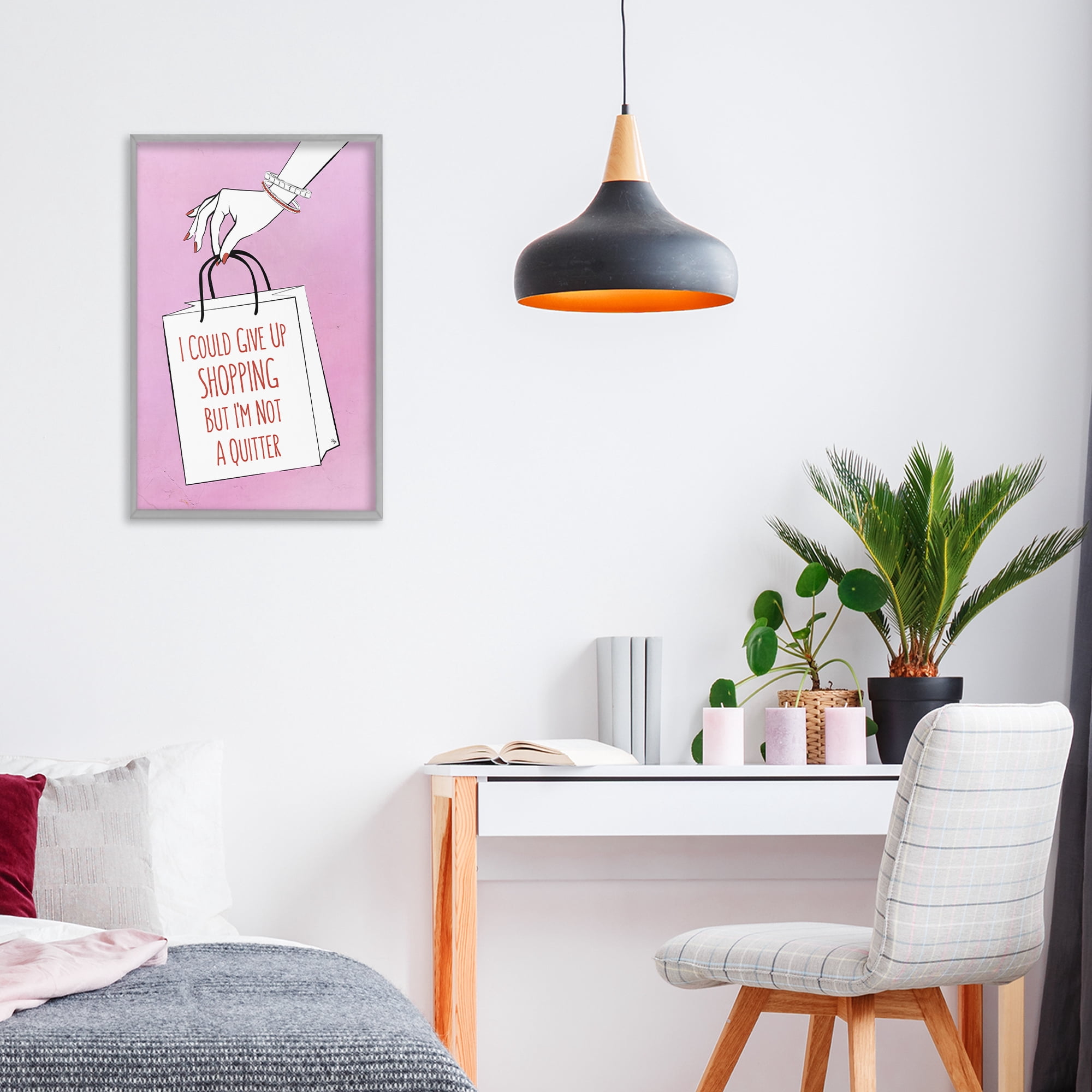 Stupell Industries Not A Quitter Shopping Gray Framed Giclee Art, design by Martina Pavlova