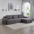 thumbnail image 2 of L-Shaped Sectional Sofa with Memory Foam & Steel Frame, No-Assembly Convertible Sofa Bed, Corduroy Fabric Modular Couch for Apartments, Home Theater, Grey, 2 of 8