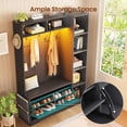 thumbnail image 6 of Hall Tree with Bench, Farmhouse Hall Tree with Coat Rack & 7 Open Shelves, Entryway Bench with Storage, Shoe Cabinet with Flip Drawers, Wood Hall Tree with Storage Bag for Entryway, Black, 6 of 10
