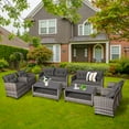 thumbnail image 4 of Costway 8PCS Patio Rattan Furniture Set Coffee Table Cushioned Sofa Garden Lawn Gray, 4 of 10