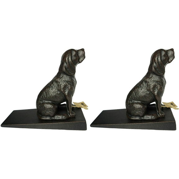 Lulu Decor Cast Iron Heavy Duty 6 lbs 9 oz Dog Door Stoppers with Base, Each Measures 7" H, 3.5" W and 8.25" L, Cute, Good Looking Dogs, Set of 2 Door stoppers