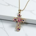 thumbnail image 2 of Valentine Day Gift Gold Retro Cross Pendant Necklace with Zircon Accents, 2 of 5