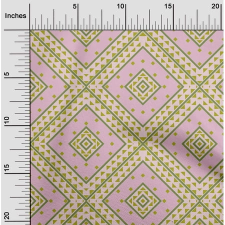 oneOone Silk Tabby Fabric Diamond|Triangle & Check Geometric Printed Craft Fabric BTY 42 Inches Wide