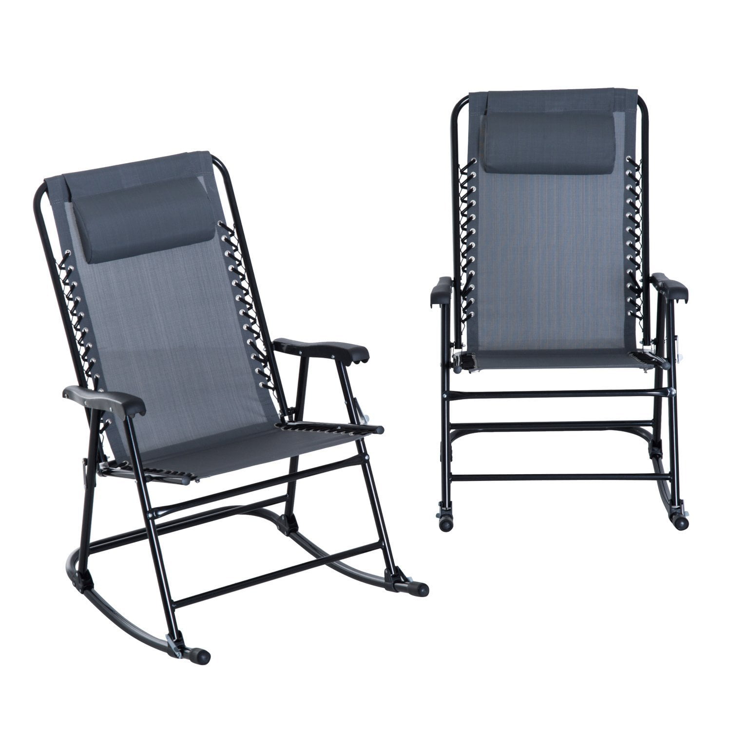 2 Piece Mesh Outdoor Patio Folding Rocking Chair Set Garden Rocker