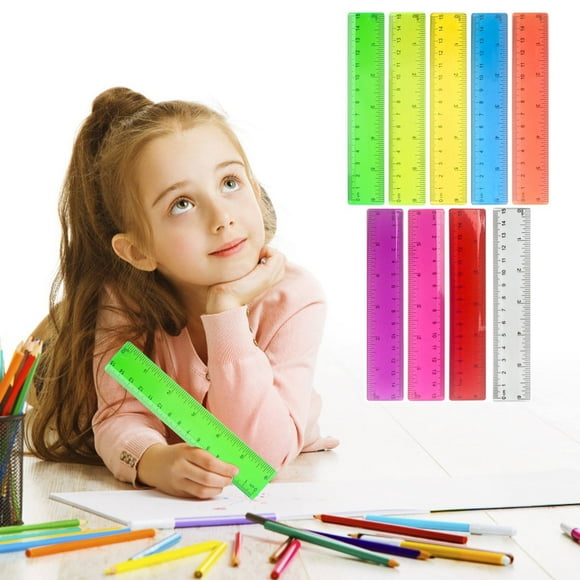 AKEGAMN Liquidation! Règle Droite en Plastique Transparent 6 Pouces Couleurs Assorties avec Pouces et Centimètres pour École Maison (Couleur Aléatoire) Grand application : un Outil de Mesure Utile pour Artistes, designers, ar