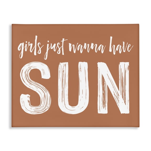 Girls Wanna Have Sun Brown Canvas Wall Art, design by Lettered and Lined