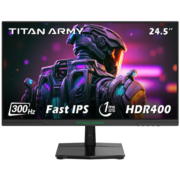 TITAN ARMY P2510HS 24.5" 300Hz Gaming Monitor, Vivid Color Display, Fast IPS, 1ms, HDR400, FreeSync, FHD 1080P Tilt Adjustability for Esports, Black