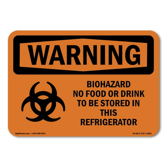 OSHA WARNING Sign - Biohazard No Food Or With Symbol | Plastic Sign | Protect Your Business, Construction Site, Warehouse & Shop Area | Made in the USA