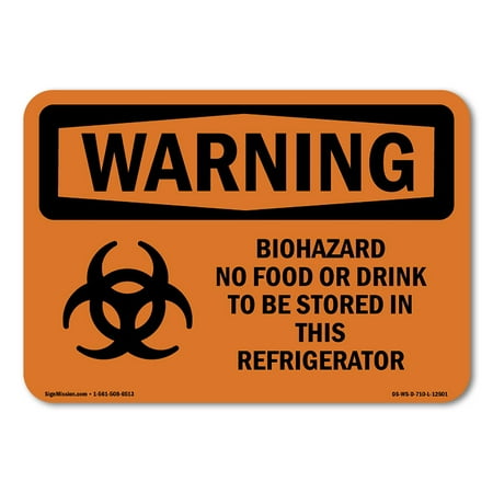 OSHA WARNING Sign - Biohazard No Food Or With Symbol | Plastic Sign | Protect Your Business Construction Site Warehouse & Shop Area | Made in the USA