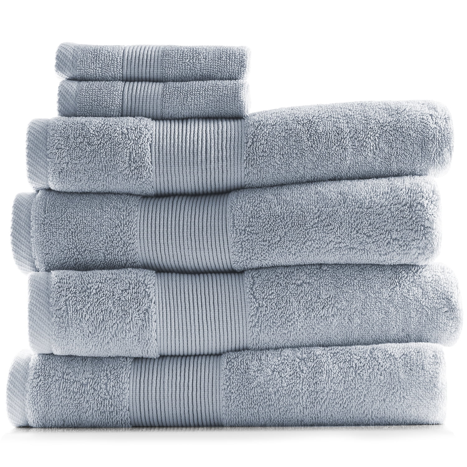 Clara Clark Bath Towels Set, 100% Cotton Luxury Softness 6 Pc Set, Ice Blue