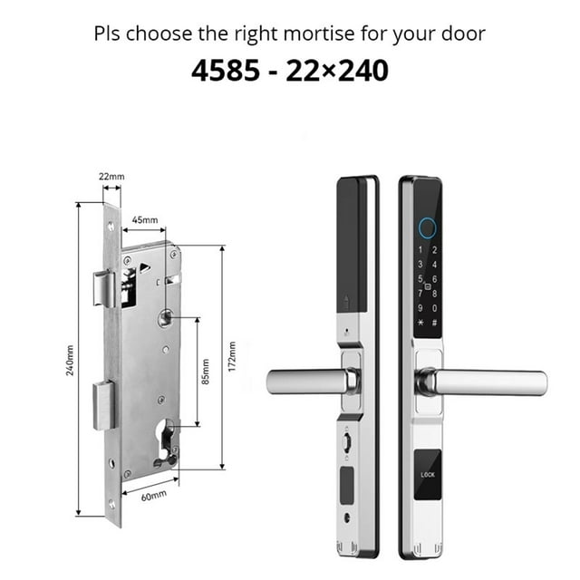Waterproof Smart Door Lock Fingerprint APP Password RFID Card Keyless Digital Electronic Lock Aluminum/s Sliding ,Easy Installation