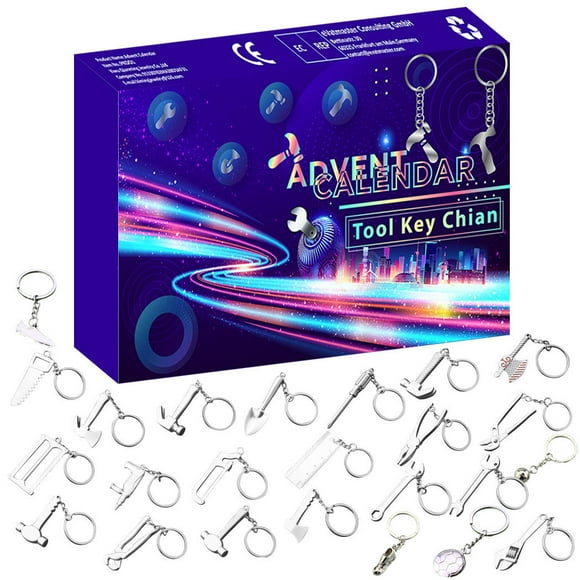 Xihbxyly Set de Cuenta Regresiva para Navidad, 24 Llaveros Digitales, Divertida Decoración Navideña, Sorpresa Navideña Interactiva, Calendario de Adviento para Adultos y Niños, Regalo Navideño Único,