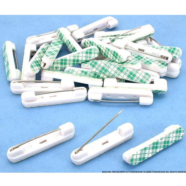 30 Adhesive Bar Safety Pins ID Badge Crafting Parts