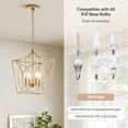thumbnail image 4 of Tribesigns 4-Light Farmhouse Gold Chandelier, Metal Cage Adjustable Industrial Hanging Pendant Light Ceiling Fixture for Kitchen Island, Dining Room, Entryway UL Listed, E12 Base, 4 of 9