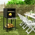 thumbnail image 4 of Costway 12" Outdoor Pizza Oven with Ash Tray & Wood Storage Pizza Stone Pizza Peel, 4 of 11