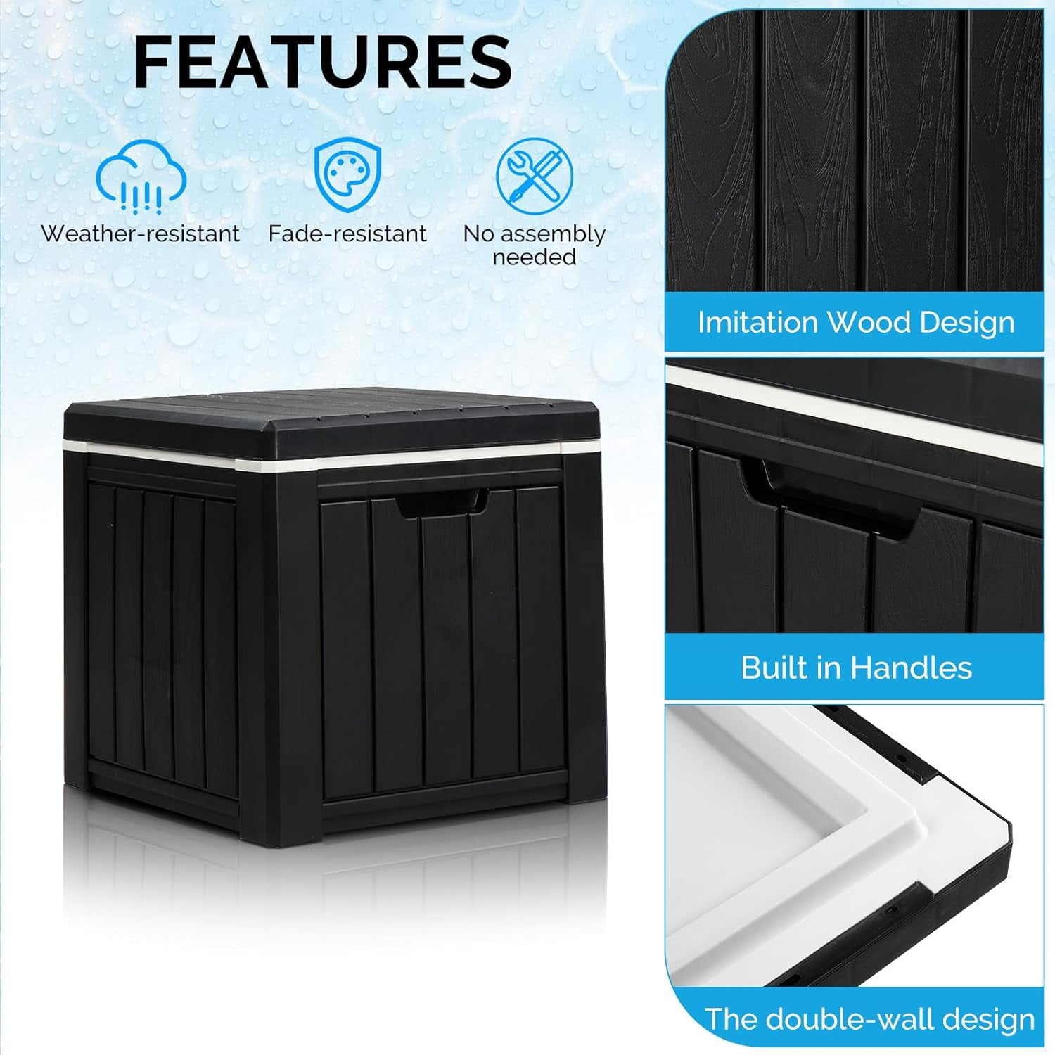 VINGLI 10 Gallon Cooler Side Table, Portable Ice Chest with Built-in Handle, Multifunctional Ice Cooler Outdoor Cocktail Side Table for Camping, Picnic, Beach, Pool, Party