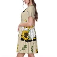thumbnail image 2 of Balery Gnomes Bees And Sunflowers Vestidos sueltos de manga corta para mujer, vestidos de verano 2025, vestidos casuales de corte A con vuelo., 2 of 6
