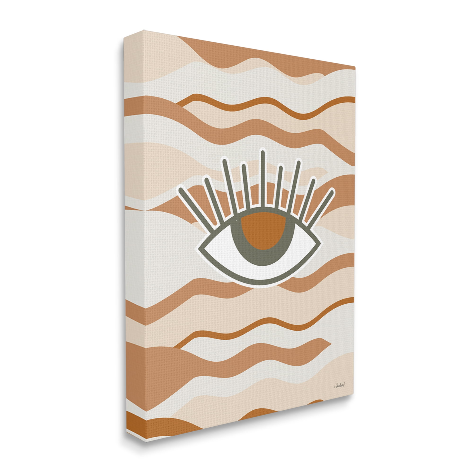 Stupell Industries Earthy Modern Spiritual Eye Wavy Striped Shapes Graphic Art Gallery Wrapped Canvas Print Wall Art, Design by Martina Pavlova